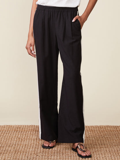Linen Blend Pants with Contrast Side Stripe