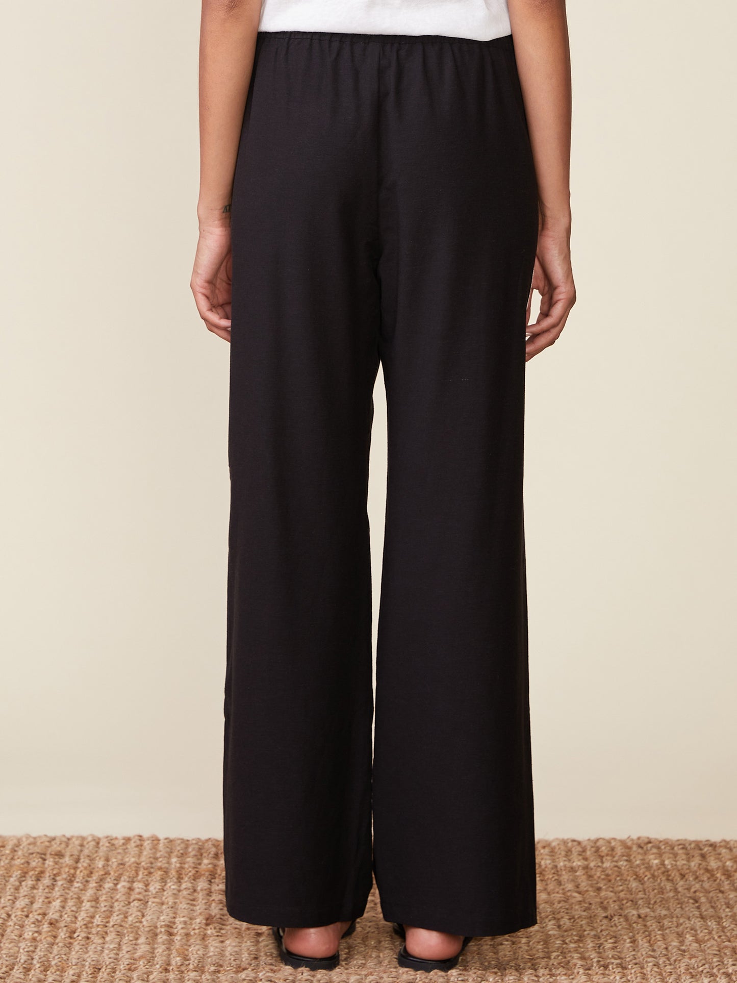Linen Blend Pants with Contrast Side Stripe