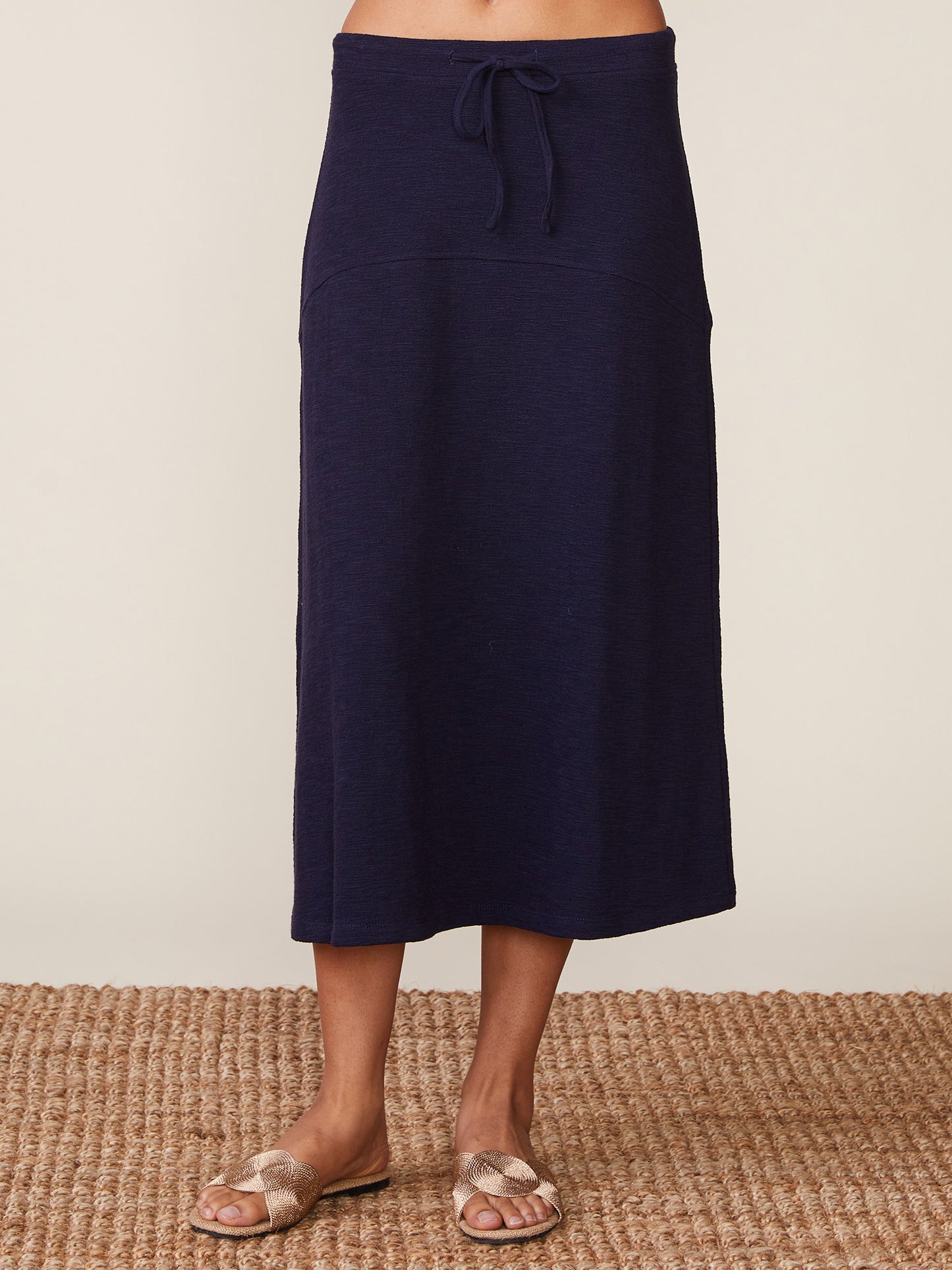 Textured Knit Flare Midi Skirt