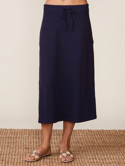 Textured Knit Flare Midi Skirt