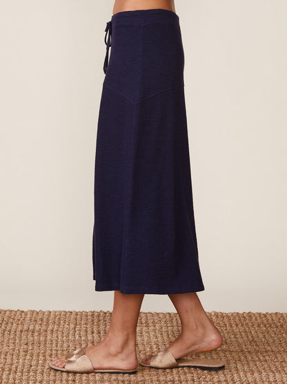 Textured Knit Flare Midi Skirt