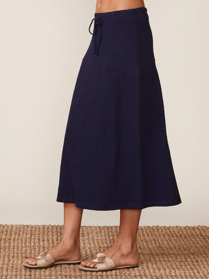 Textured Knit Flare Midi Skirt