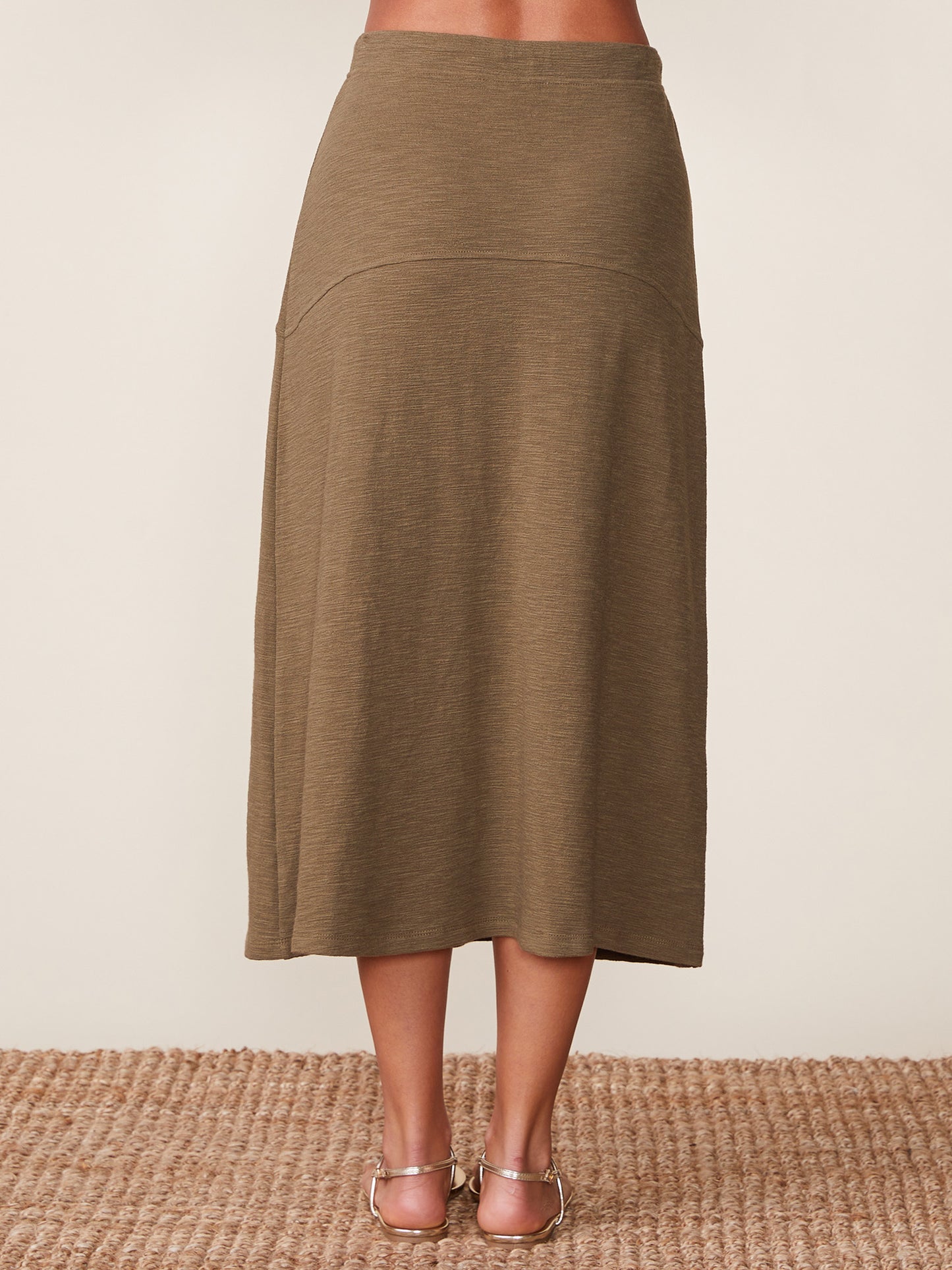 Textured Knit Flare Midi Skirt