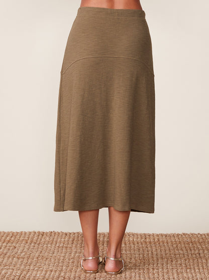 Textured Knit Flare Midi Skirt