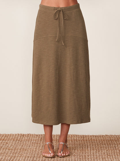 Textured Knit Flare Midi Skirt