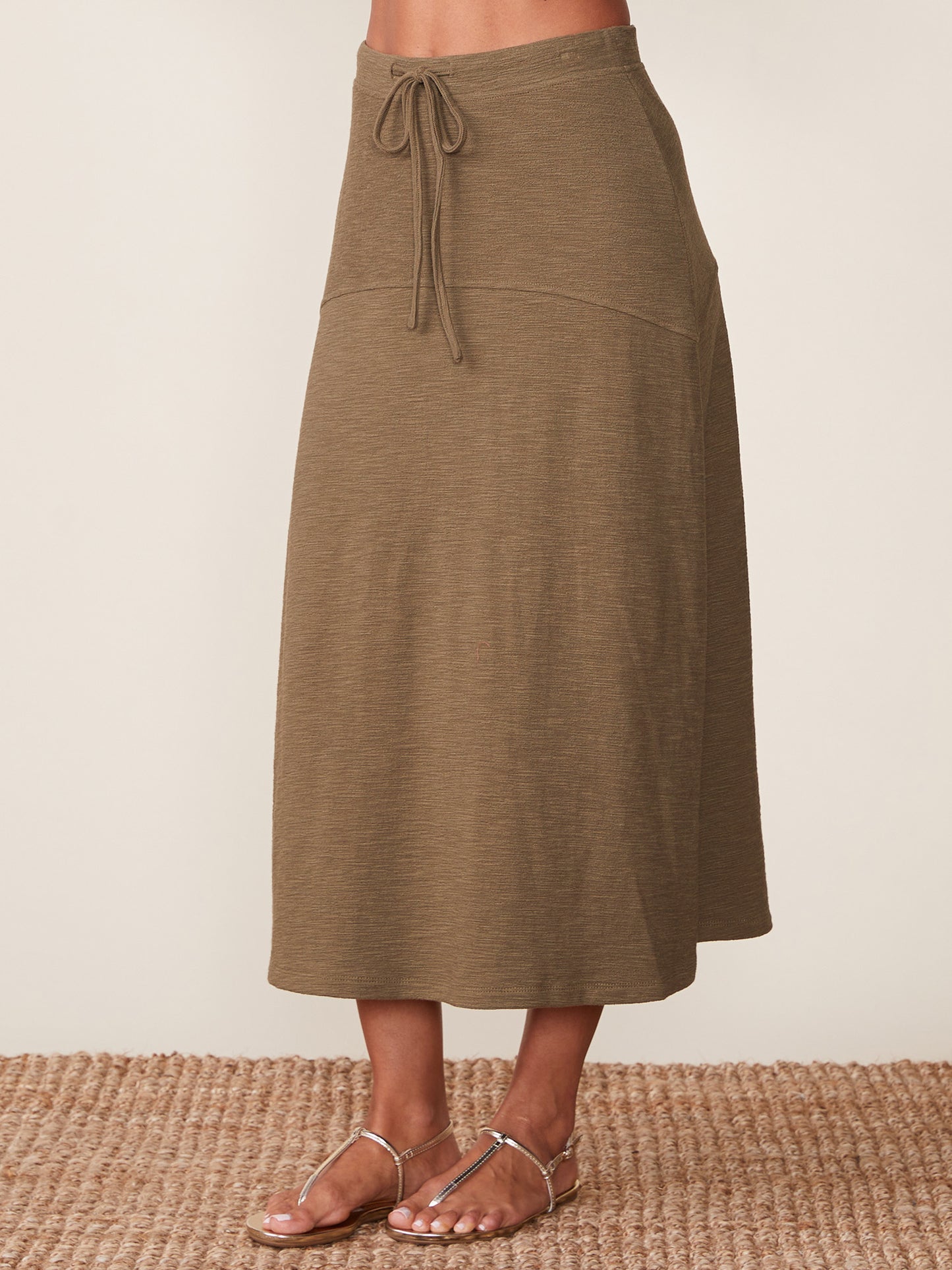 Textured Knit Flare Midi Skirt