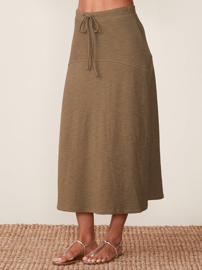 Textured Knit Flare Midi Skirt