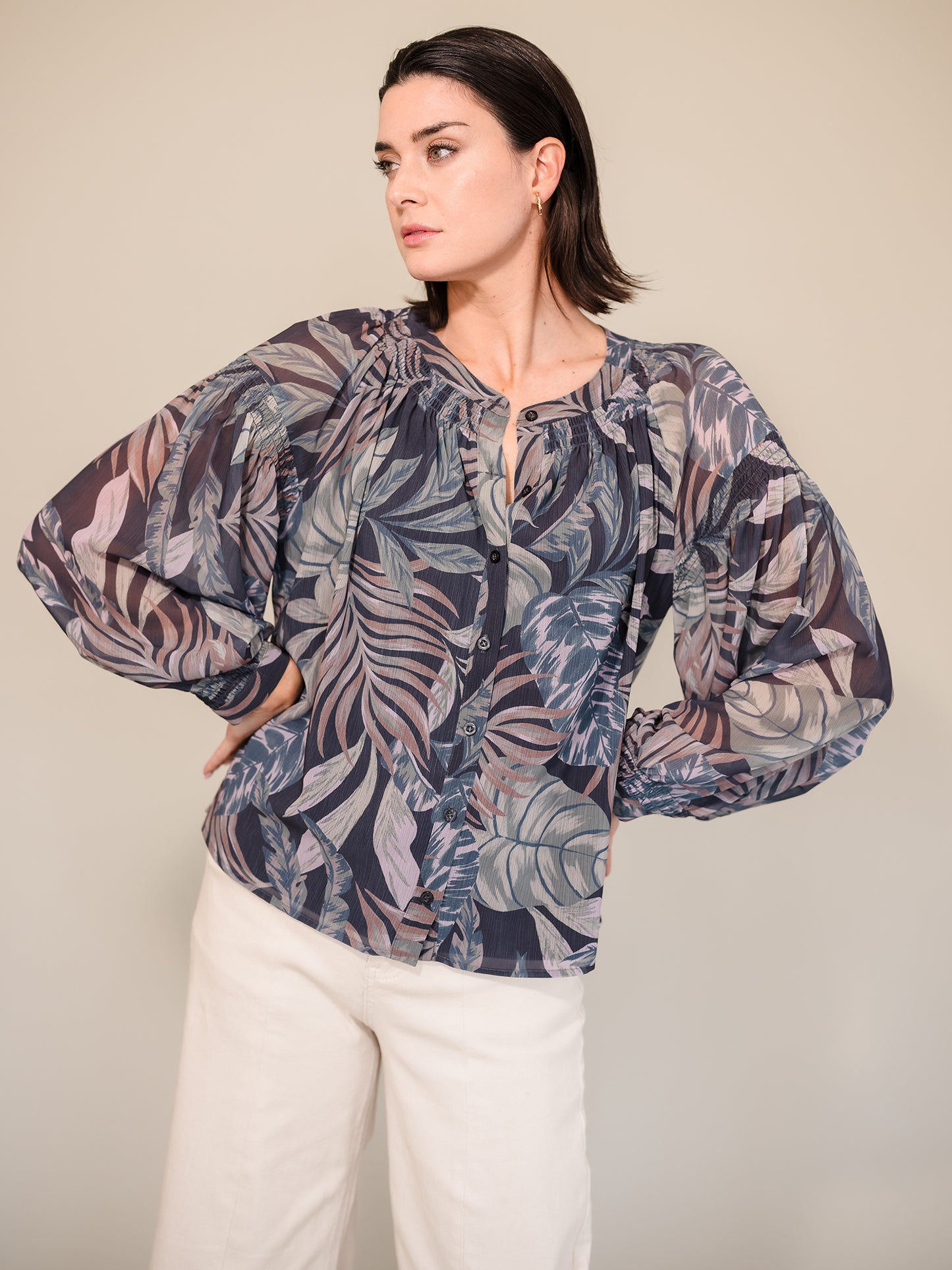 Long Sleeve Printed Blouse