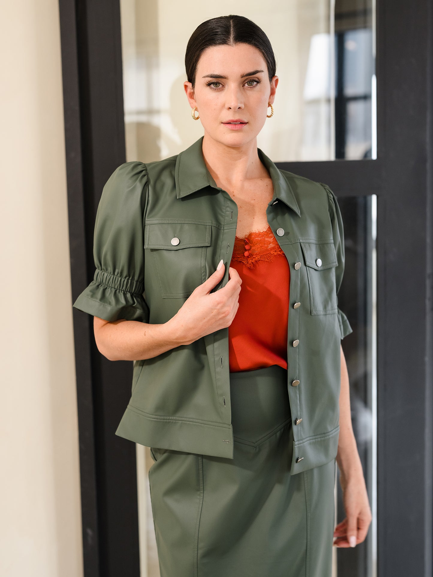 Fem Short Sleeve Vegan Leather Jacket