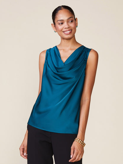 Shine on Satin Cowl Neck Top