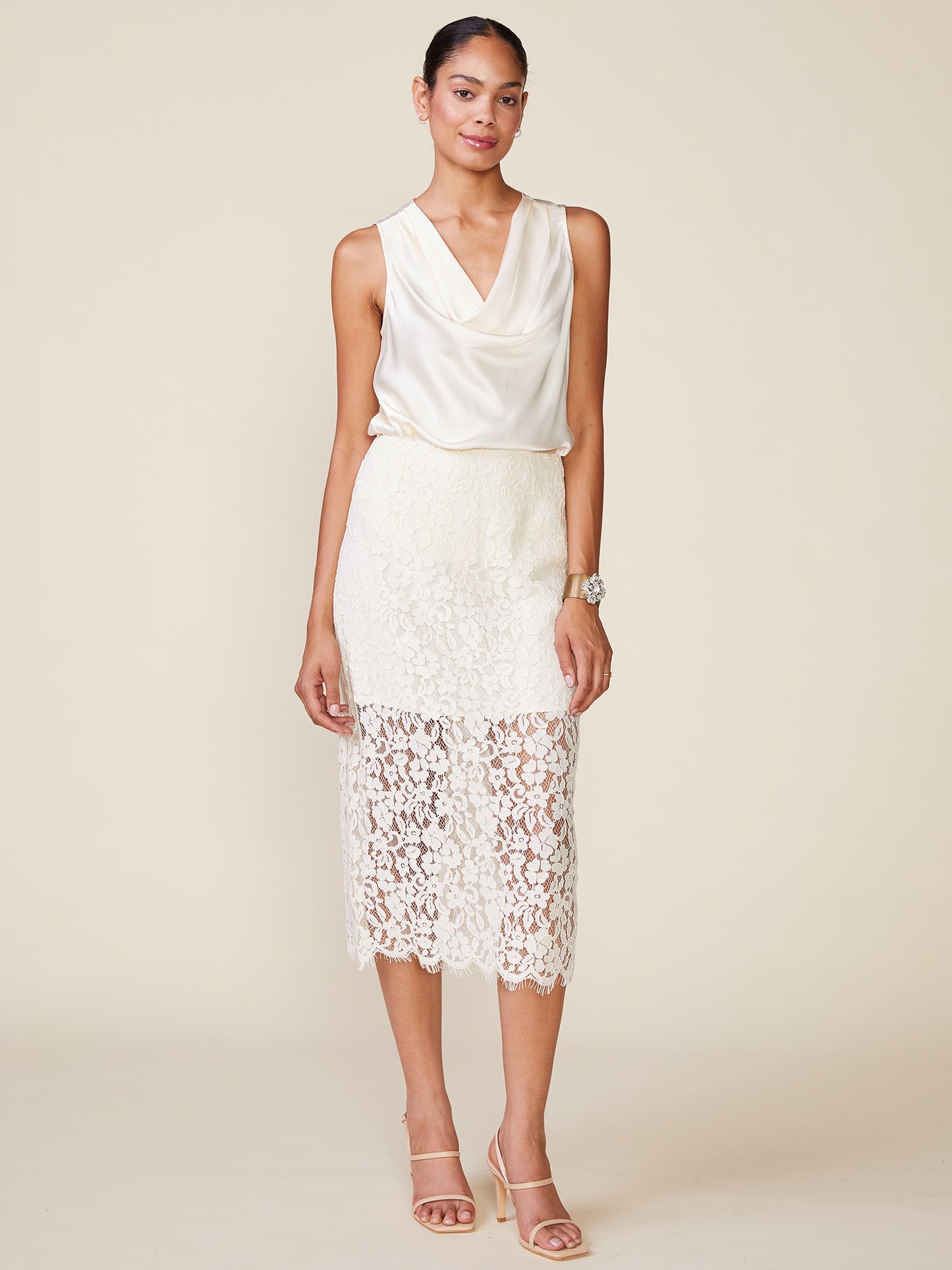 Shine On Satin Cowl Neck Top