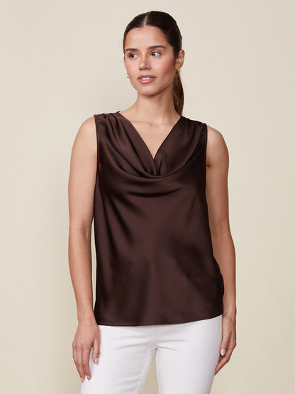 Shine On Satin Cowl Neck Top