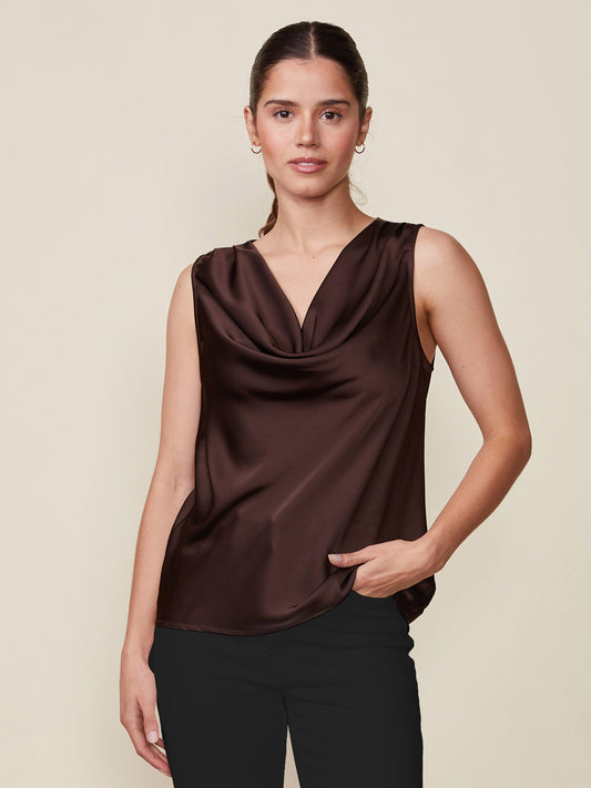 Shine On Satin Cowl Neck Top