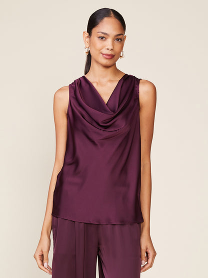Shine On Satin Cowl Neck Top