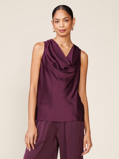 Shine On Satin Cowl Neck Top