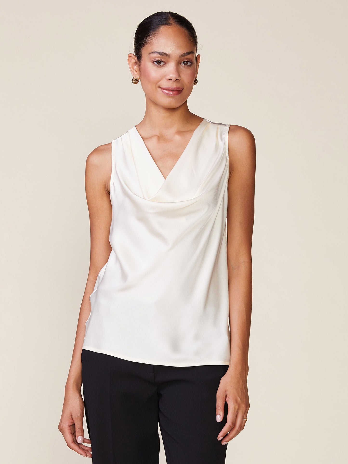 Shine On Satin Cowl Neck Top
