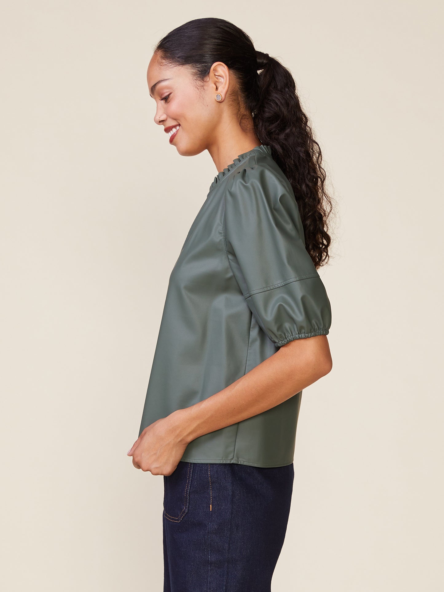 Kacey Vegan Leather Blouse