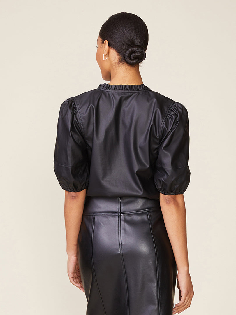 Kacey Vegan Leather Blouse