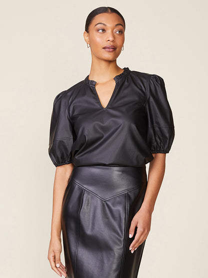 Kacey Vegan Leather Blouse