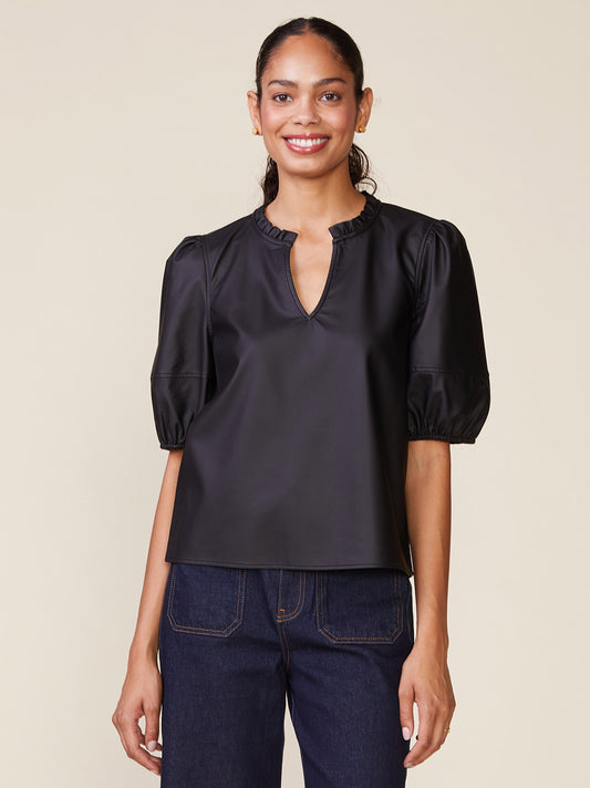 Kacey Vegan Leather Blouse
