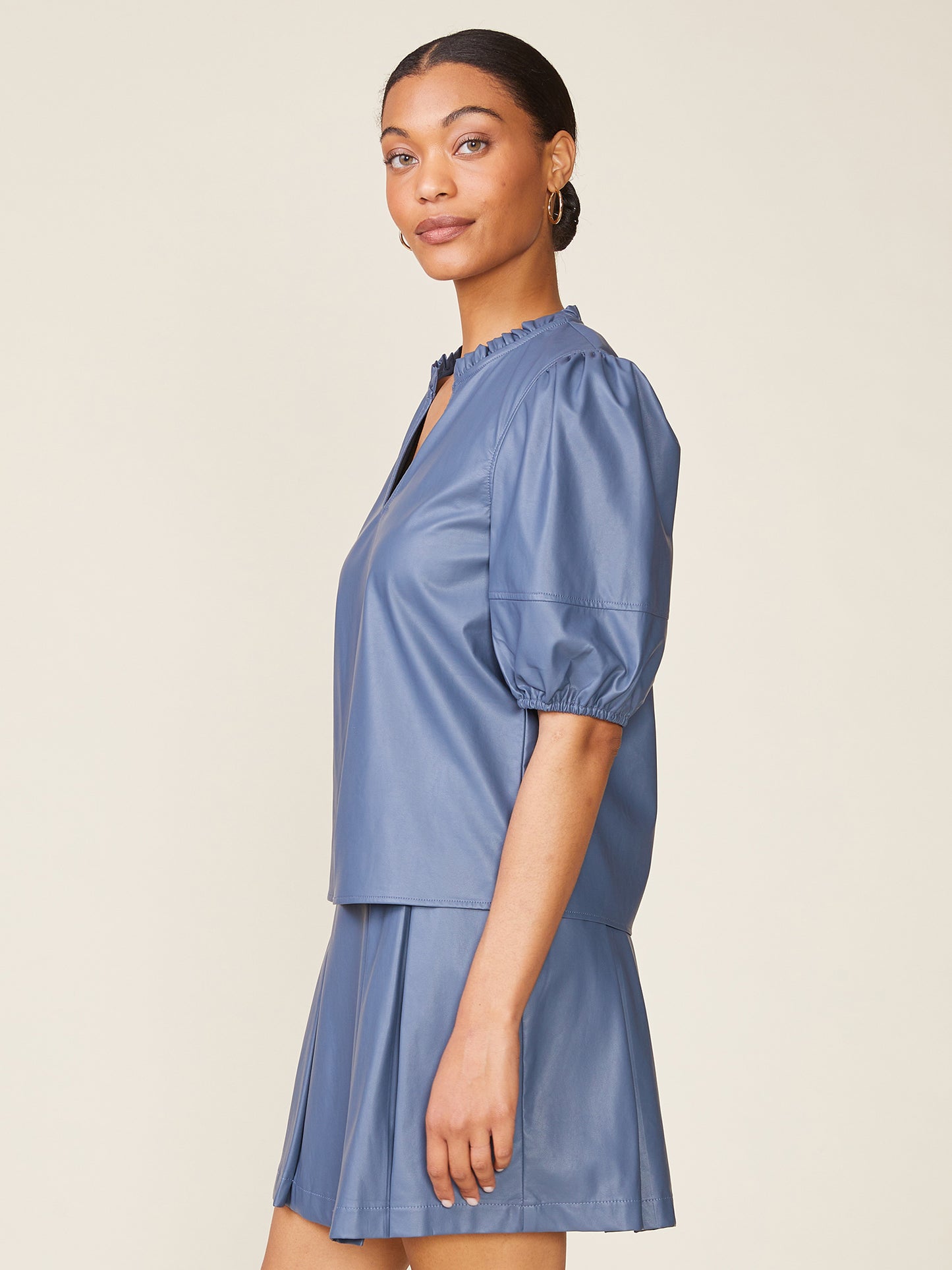 Kacey Vegan Leather Blouse