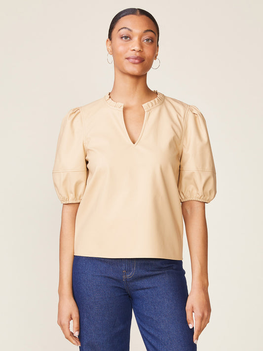 Kacey Vegan Leather Blouse