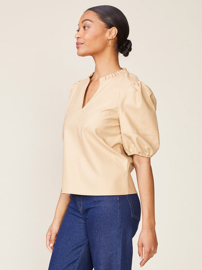 Kacey Vegan Leather Blouse
