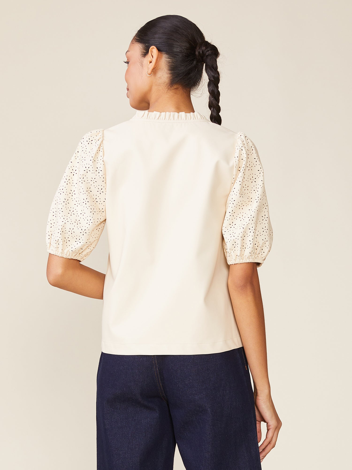 Dolly Laser Cut Puff Sleeve Top