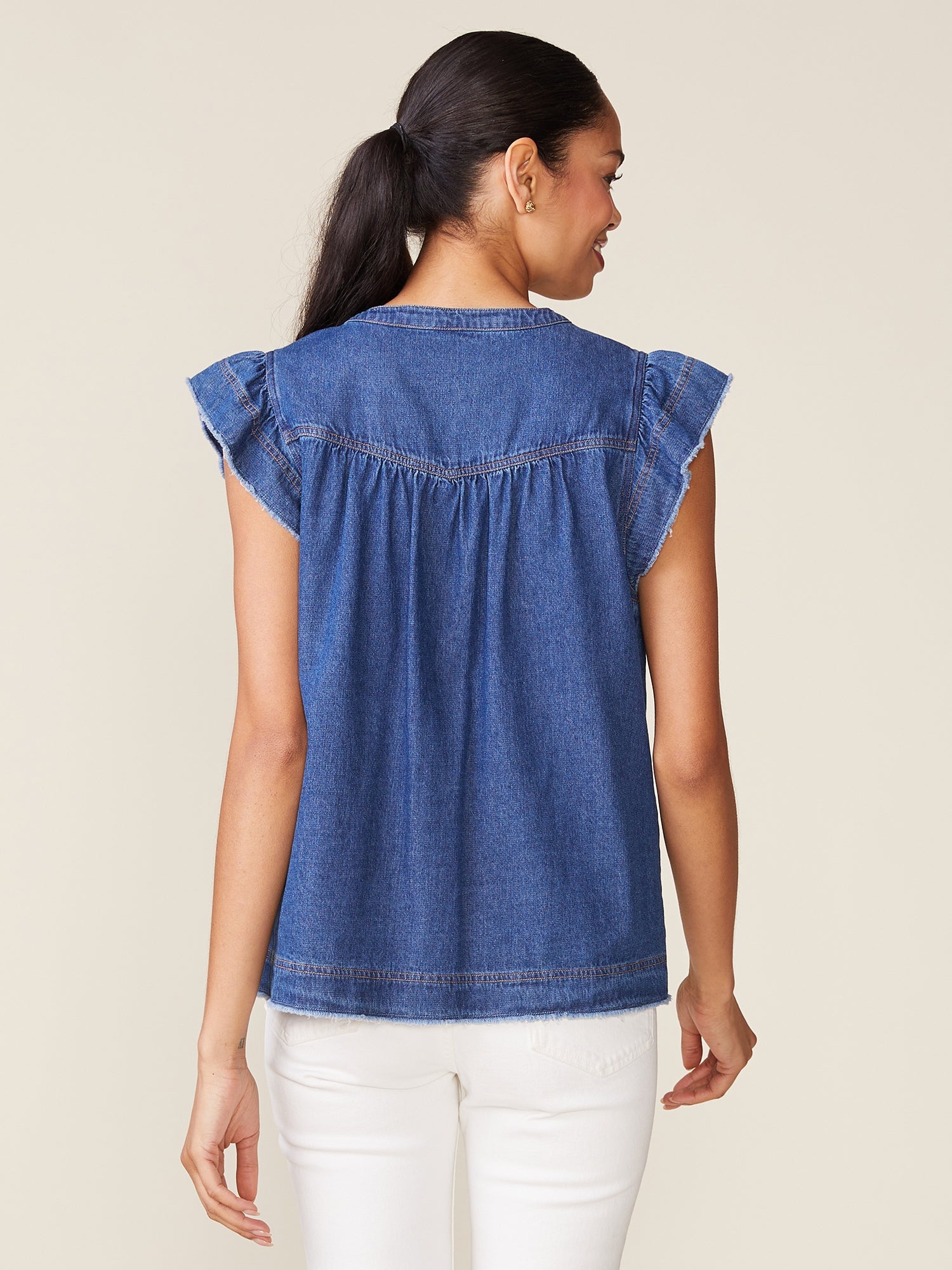 Raw Edge Denim Top