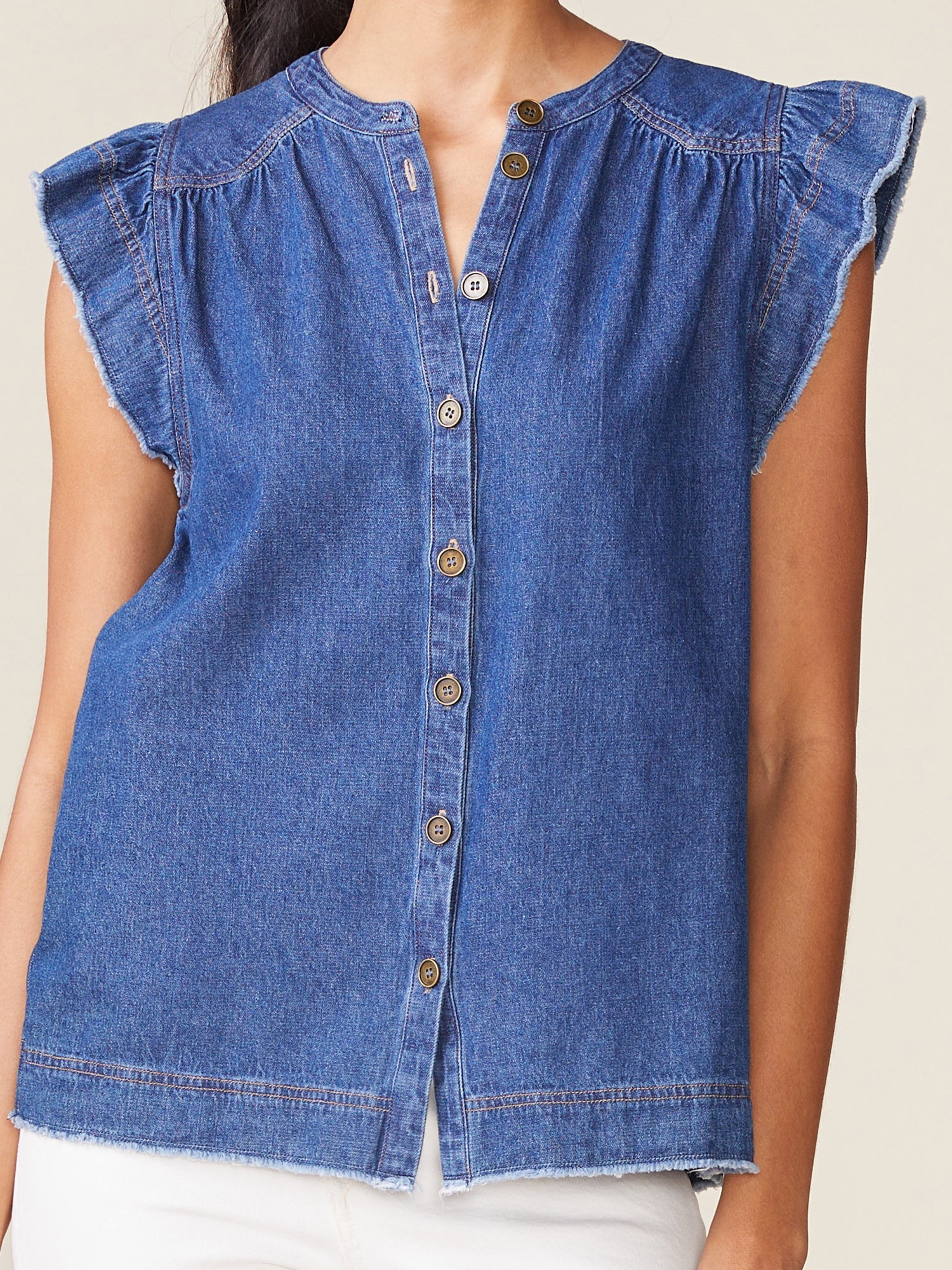 Raw Edge Denim Top
