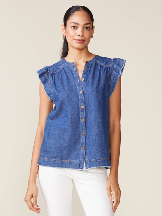 Raw Edge Denim Top