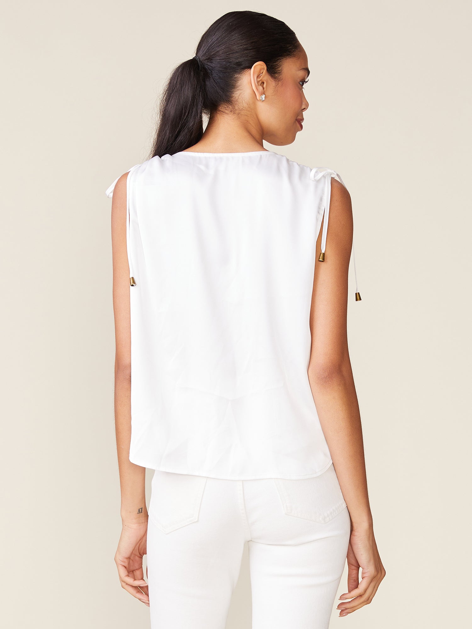 Tie Shoulder Satin Tank