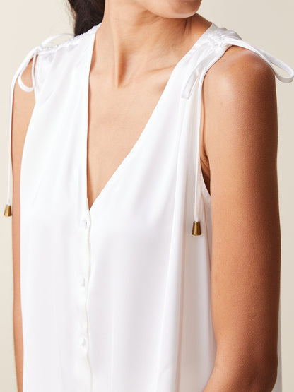 Tie Shoulder Satin Tank