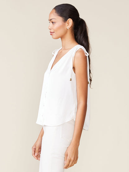 Tie Shoulder Satin Tank
