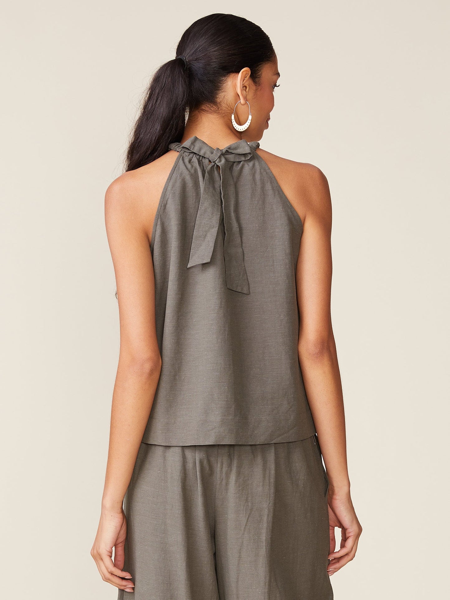 Linen Blend Tie Back Halter