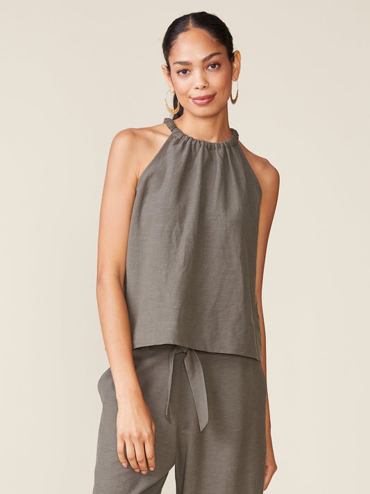 Linen Blend Tie Back Halter