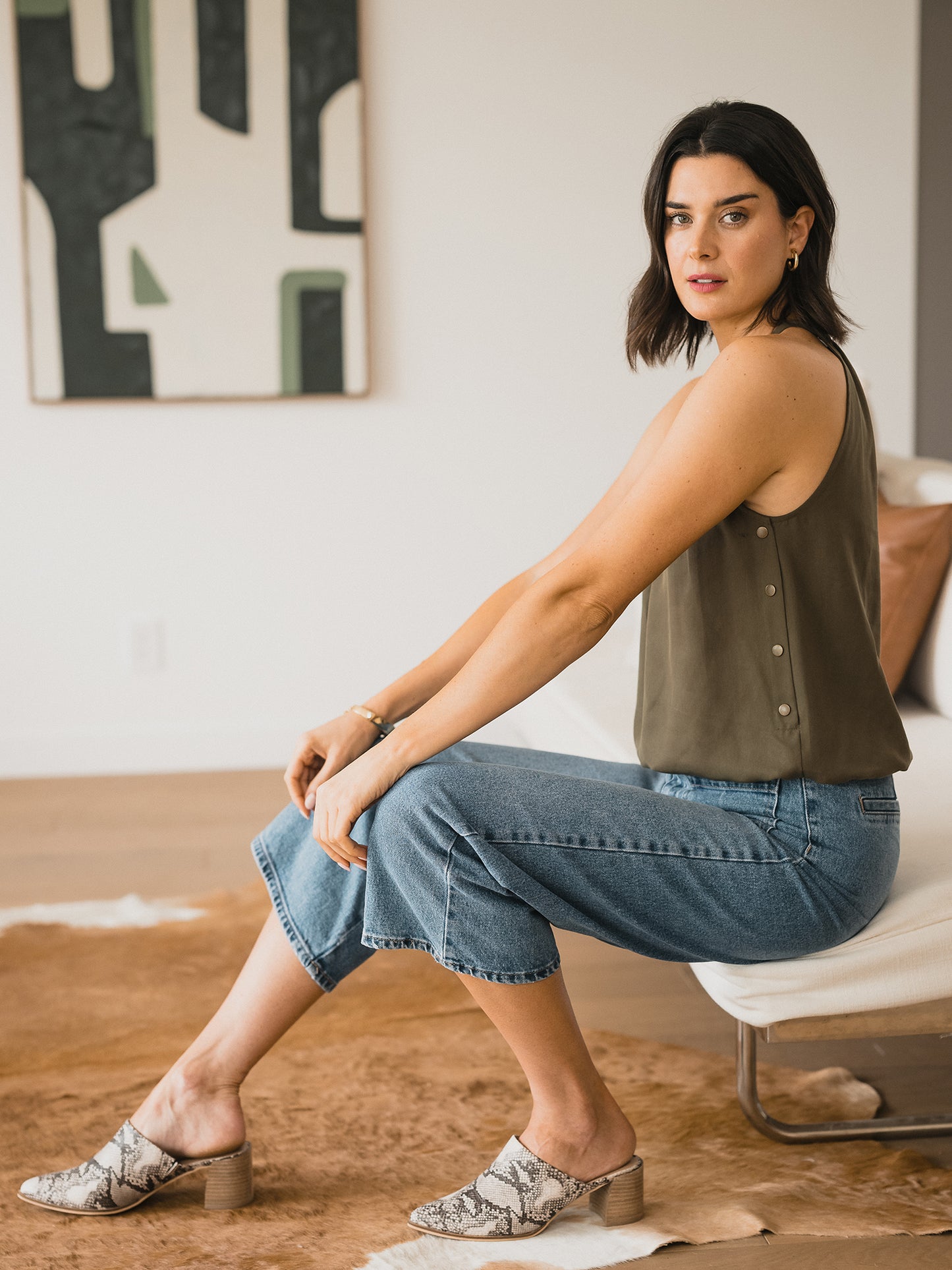 Linen Blend Tie Back Halter