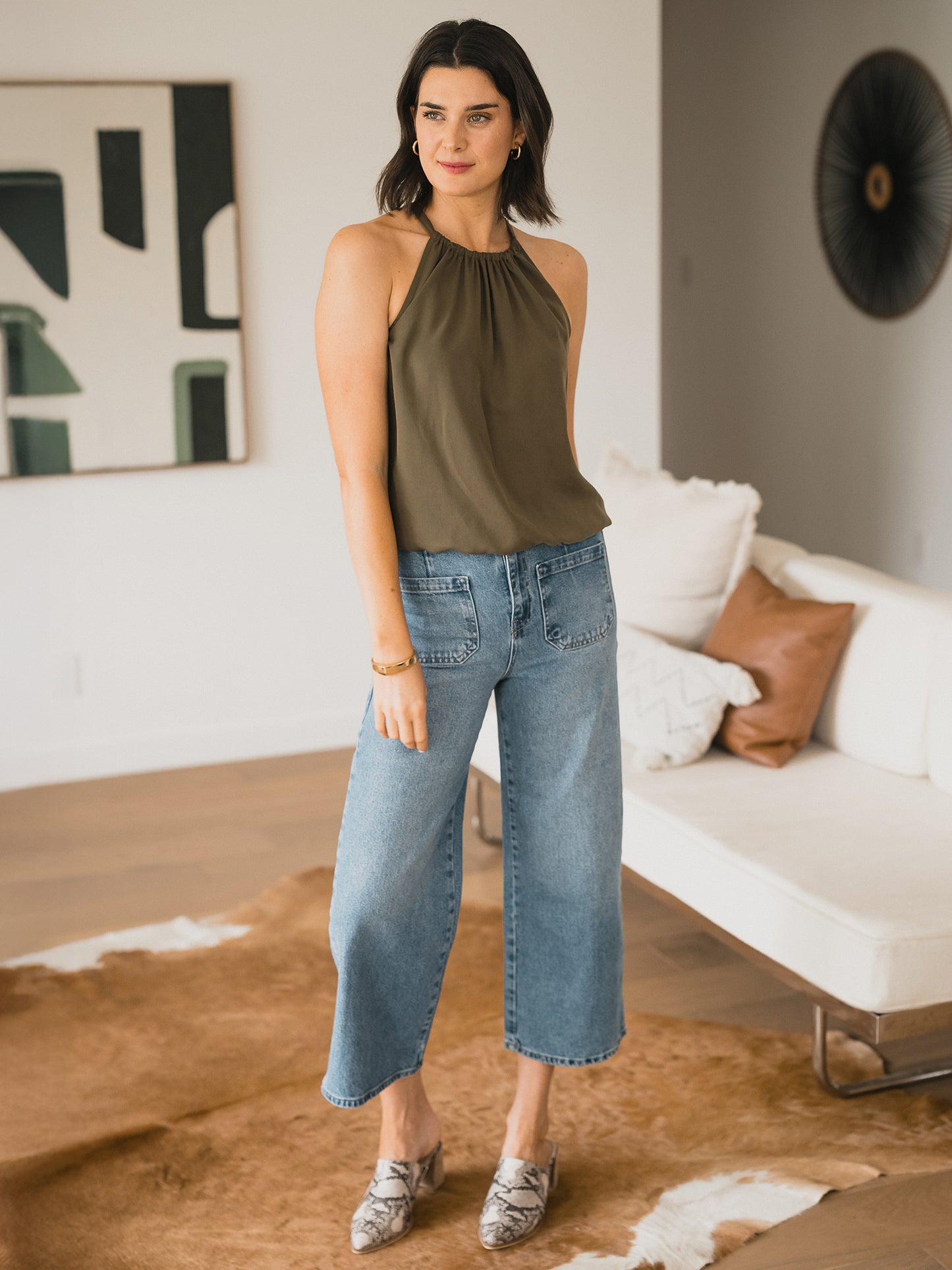 Linen Blend Tie Back Halter