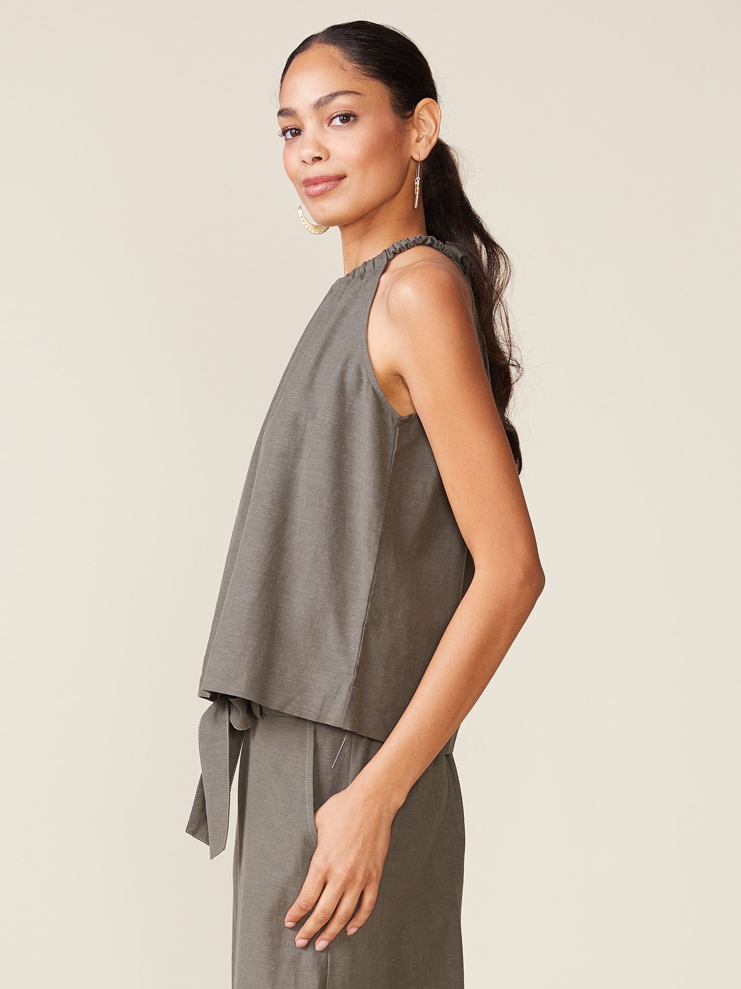 Linen Blend Tie Back Halter