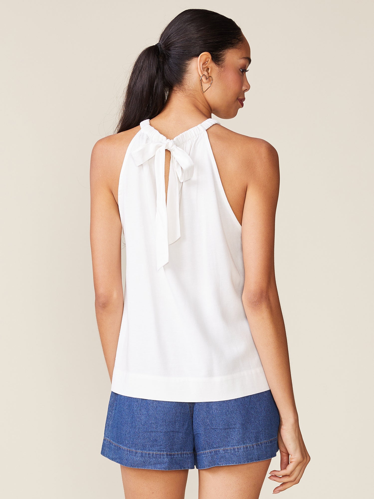 Linen Blend Tie Back Halter