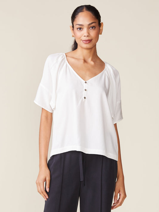 Seamed Sleeve Tencel Blouse
