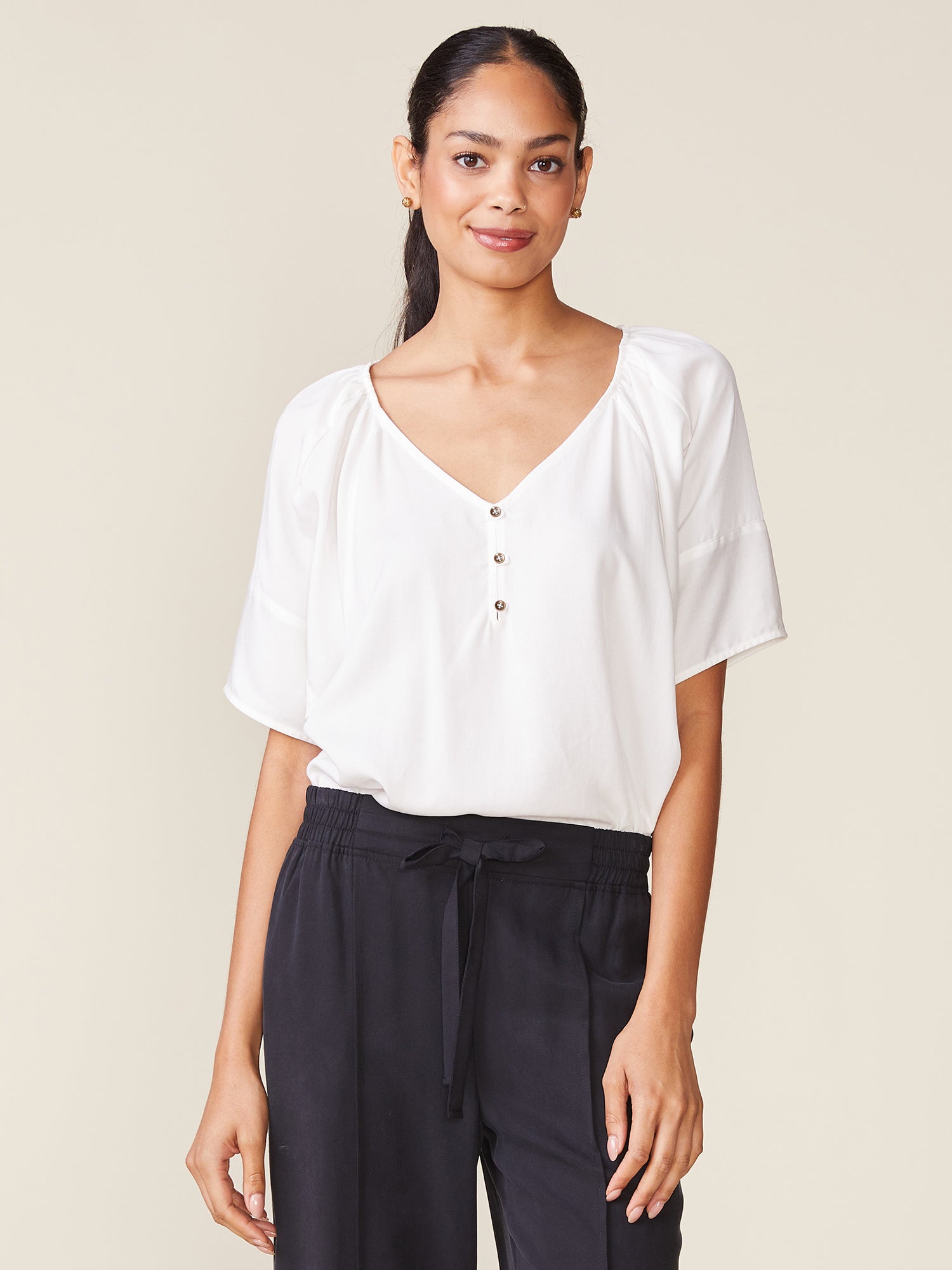 Seamed Sleeve Tencel Blouse