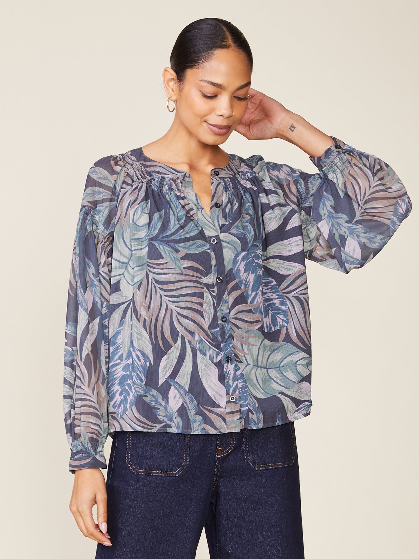 Long Sleeve Printed Blouse