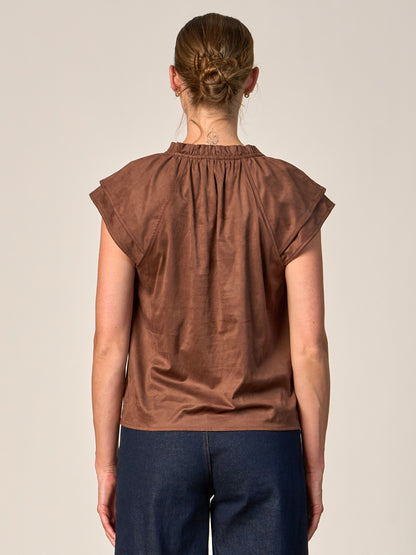 Double Sleeve Faux Suede Top