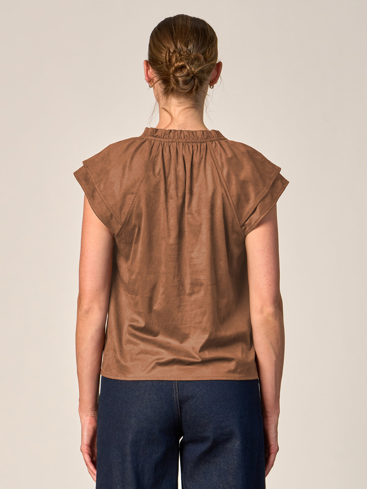 Double Sleeve Faux Suede Top