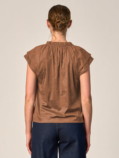 Double Sleeve Faux Suede Top