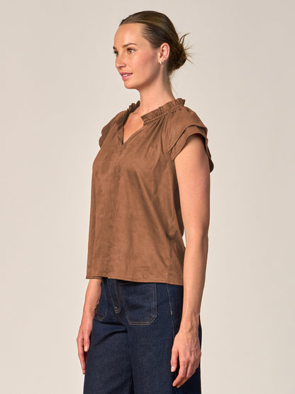 Double Sleeve Faux Suede Top