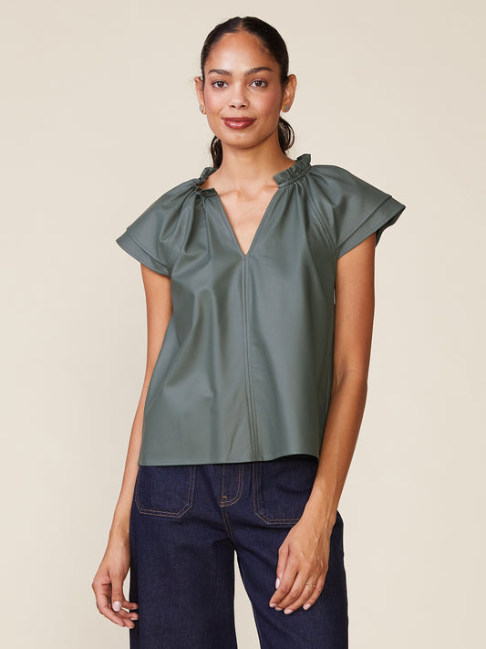 Double Sleeve Vegan Leather Top