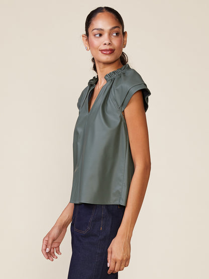 Double Sleeve Vegan Leather Top