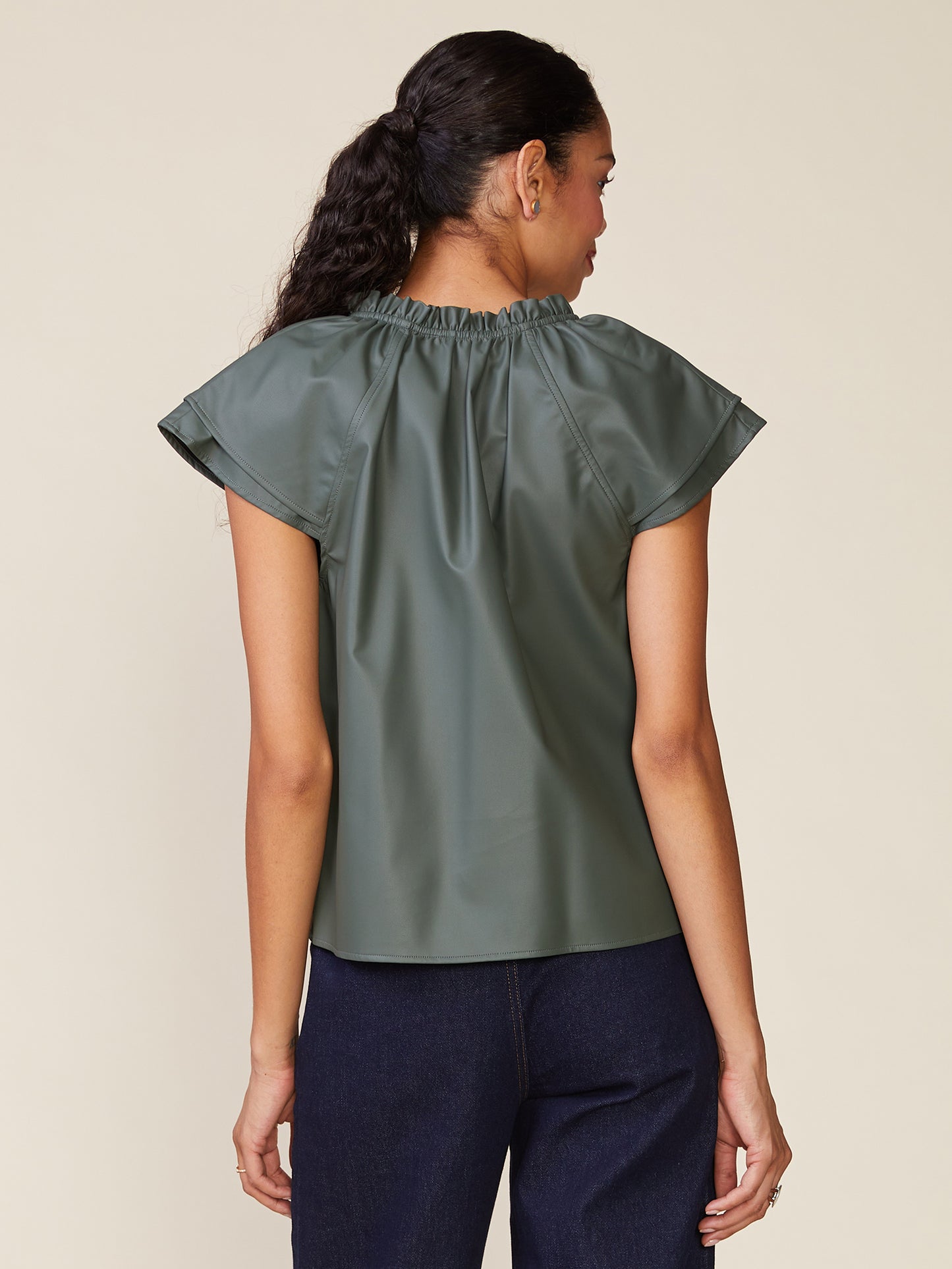 Double Sleeve Vegan Leather Top